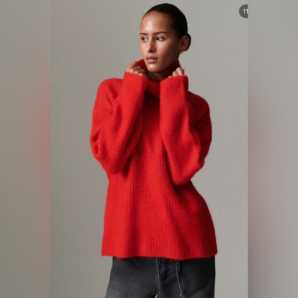 Day Birger Et Mikkelsen Bright Red Cozy Wool Blend Turtleneck